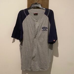 Wilson Men's Gray and Navy Baseball Jersey
